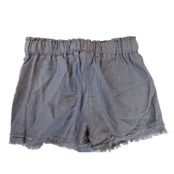 Rewash Women Cut-Off Shorts Mid Rise Front Tie Elastic Waist Gray Size Small - Picture 2 of 9